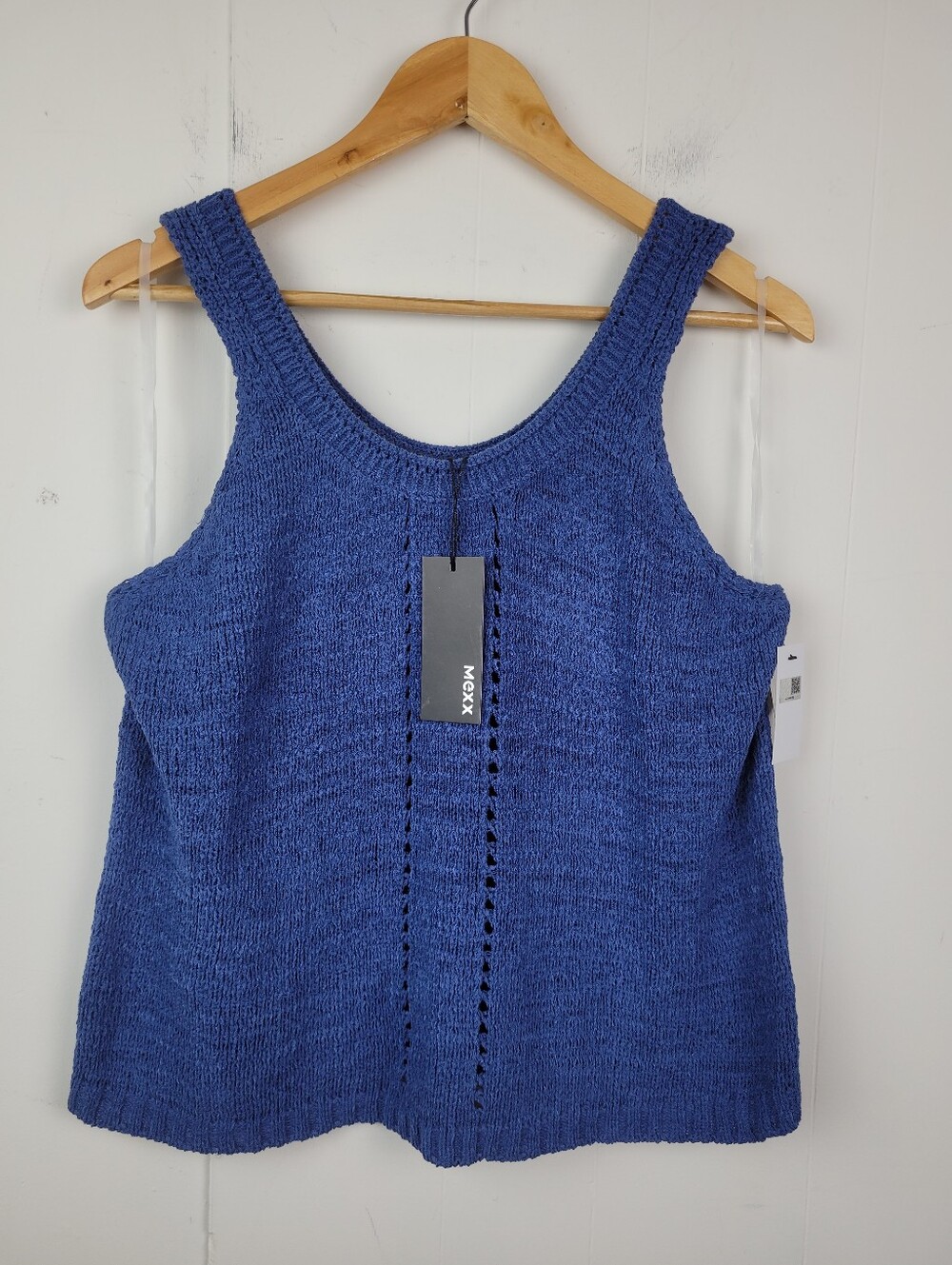 Mexx Medium Blue Crochet Knit Tank Top NWT